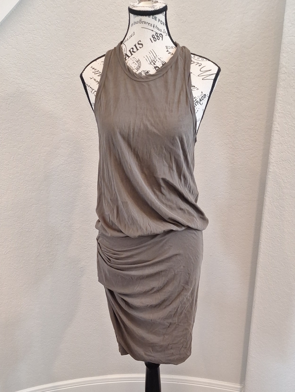 Standard James Perse Ruched Blouson Dress In Olive Green Size 1 / Small - Picture 2 of 12
